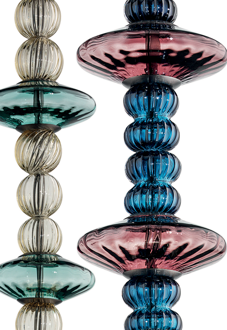 Handcrafted Artistic Single Pendant Ceiling Lamp with Murano Glass and Lampshade.