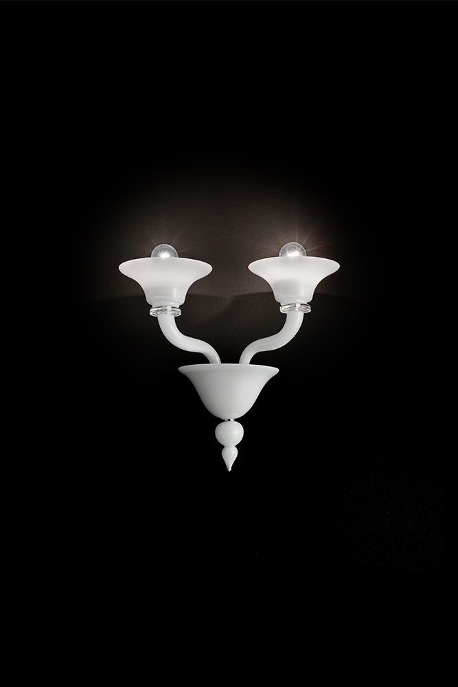 Handmade High Quality Elegant Venetian Chandelier Wall Lamp With Two Shades And Murano Glass