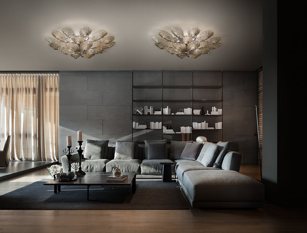Hand-Blown Exquisite Contemporary Venetian Large Ceiling Lamp With 20 Lights And Murano Glass