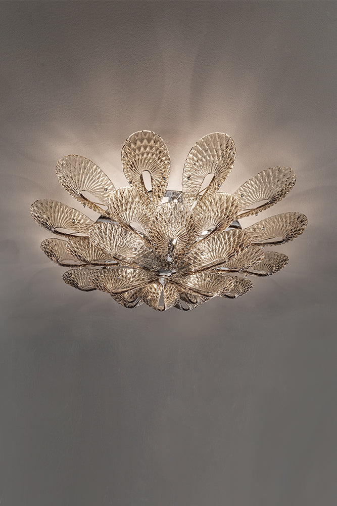 Hand-Blown Exquisite Contemporary Venetian Large Ceiling Lamp With 20 Lights And Murano Glass