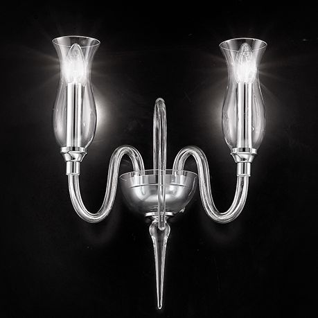 Handcrafted Contemporary Fine Italian Wall Lamp in Murano Glass - Single and Double