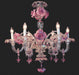 6 Light Murano glass chandelier with pretty pink flowers