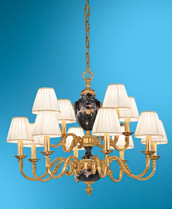 Gold and Marble Italian Chandelier