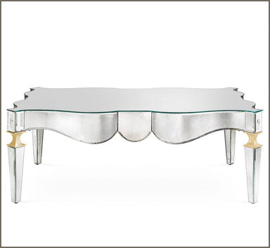 Long Venetian mirror coffee table in the art deco style