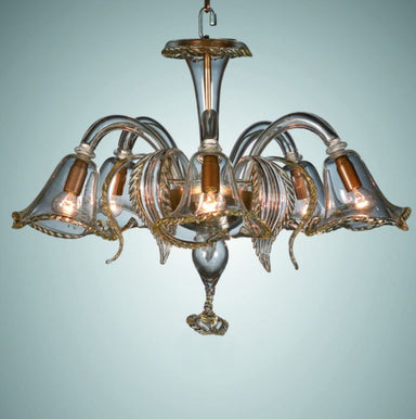 Crystal and amber coloured Murano Chandelier