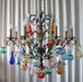 Murano glass fruit chandelier with 8 lights & green metal frame