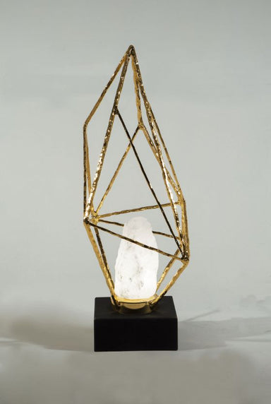 Table Light with Natural Stone and Sculpted Metal Frame