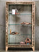 Tall maple bookcase with Venetian mirror inserts