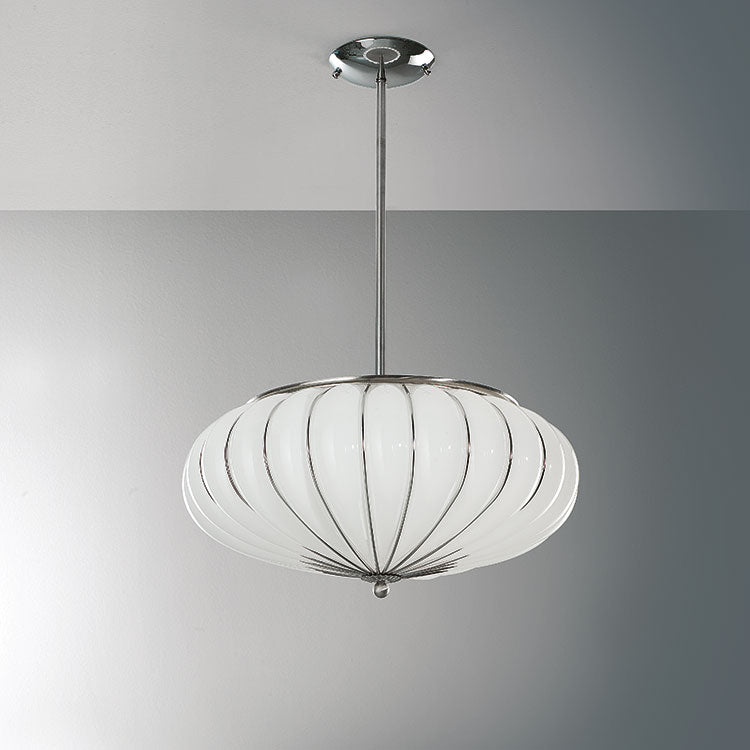 Impressive Large Modern Suspended Ceiling Light In White Or Clear Murano Glass