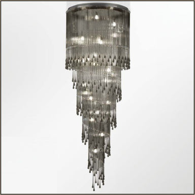 215 cm grey glass & premium crystal stairwell chandelier