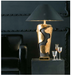 Tall  black majolica table lamp with gold-plated parts