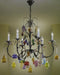 Multi-coloured 6 light Murano glass fruit chandelier