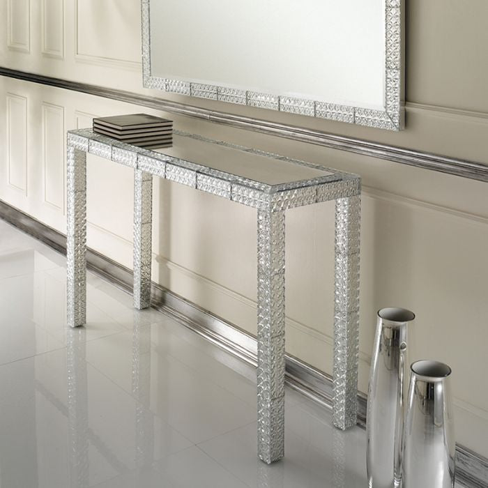 Stunning modern Venetian mirror with faceted glass tiles