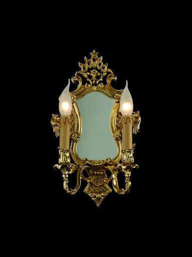 Ornamental mirror with two beautiful candle-style lights