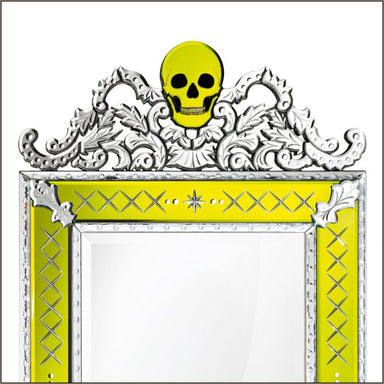 Unique Venetian skull and crossbones mirror in custom colours