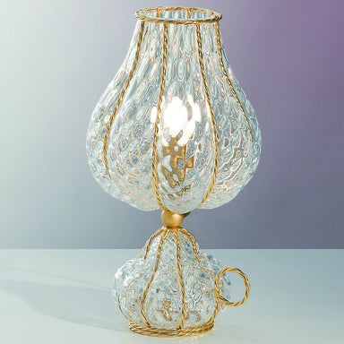 Clear baloton crystal and gold table light