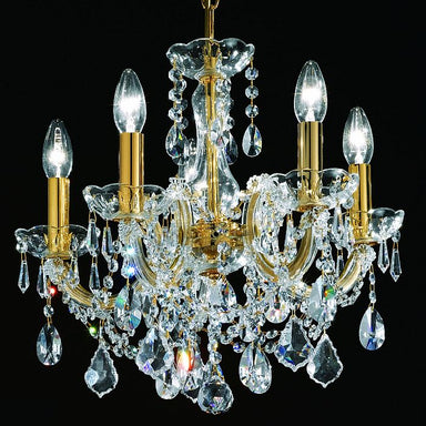 5 Light Gold Plated Crystal Glass Chandelier