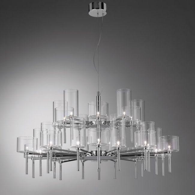 Red, Grey And Crystal Sp30 Round Chandelier From Axo Light