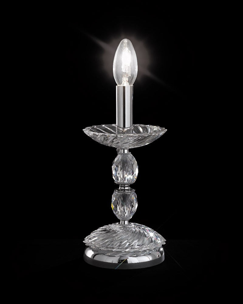 Elegant Modern Gold Or Chrome Italian Table Lamp With Premium Crystal Detail