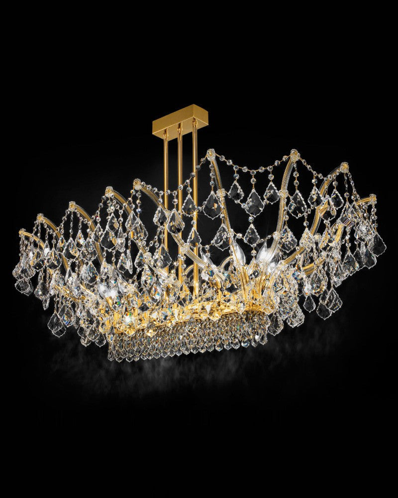 Spectacular Italian Ceiling Light With Glittering Asfour Or Premium Crystals