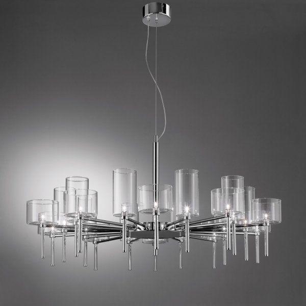 Round Grey, Red And Crystal Sp20 Chandelier From Axo Light