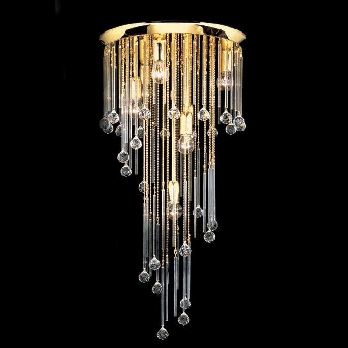 Circular premium crystal gold-plated ceiling light
