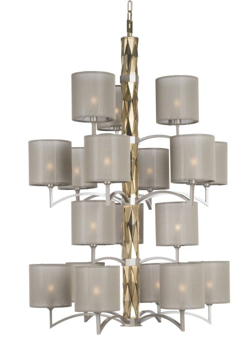 Modern tall 18 light boutique style chandelier with shades