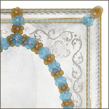 Venetian mirror with bespoke colour Murano glass flowers