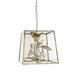 Glass Hanging Lantern with Glass Birds and Silver & Gold Frame