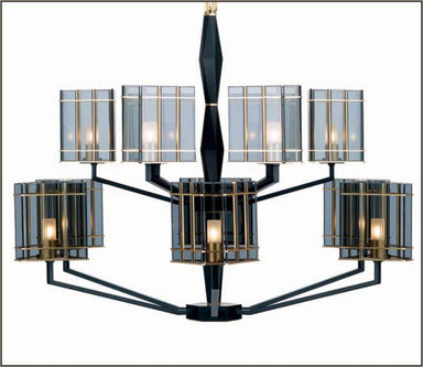 Luxury modern black and smoked glass chandelier