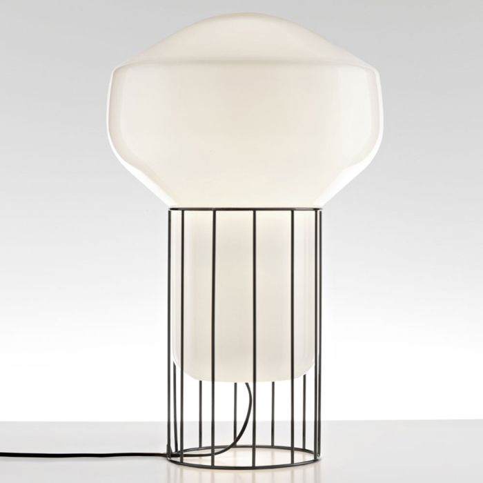 Large Aerostat glass and metal table lamp from Fabbian