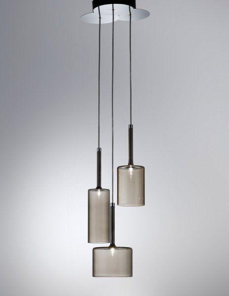 Crystal, Red, Grey And Bronze Spillray Triple Cluster Light From Axo Light