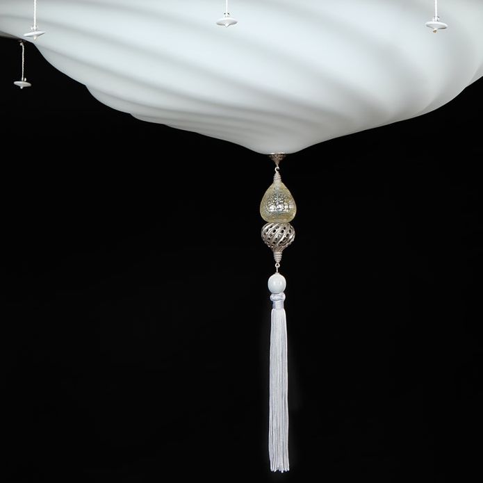 White Murano glass pendant in the Fortuny style