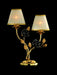 Cast brass table lamp with ceramic flowers