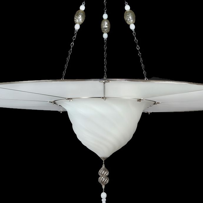 Fortuny style ceiling light in white Murano glass