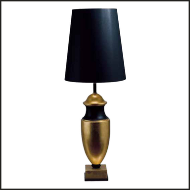 Wooden table lamp in black and gold