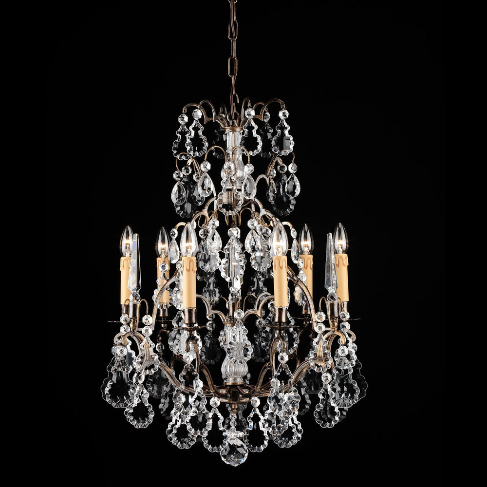6 Light Gold Chandelier With Bohemian Crystals