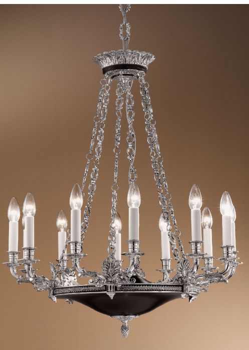 English Style Chandelier in Antique Silver Plate Finish