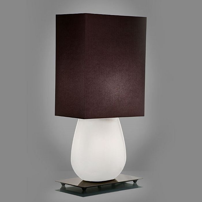 Sultani milky white Venini Murano glass table lamp - brown shade