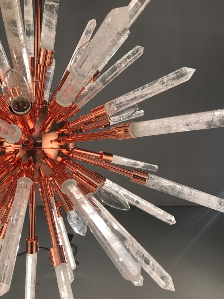 Custom Mid-Century Rock Crystal Sputnik Chandelier Smokey Quartz & More Crystal Options