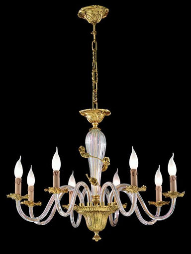 Traditional Murano glass 8 light chandelier with antique finish