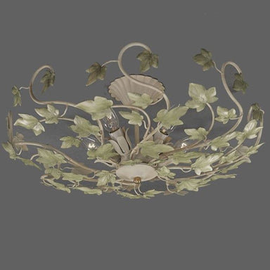 White Metal Ceiling Light with Green Ivy