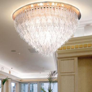 Huge Murano glass flush ceiling light with gold or silver frame