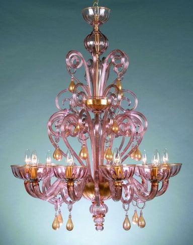 Eight light amethyst Murano glass chandelier