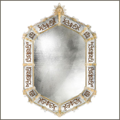 Engraved Venetian wall mirror with gold decoration