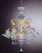 Multi coloured floral Murano glass chandelier with 6 lights