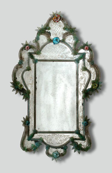 Venetian Mirror wth Delicate Glass Flower Decoration