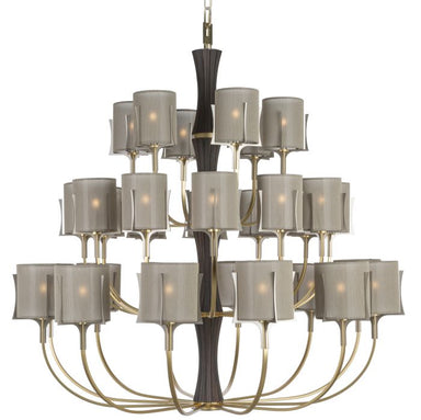 Luxury gold chandelier with 24 lights and leather detail