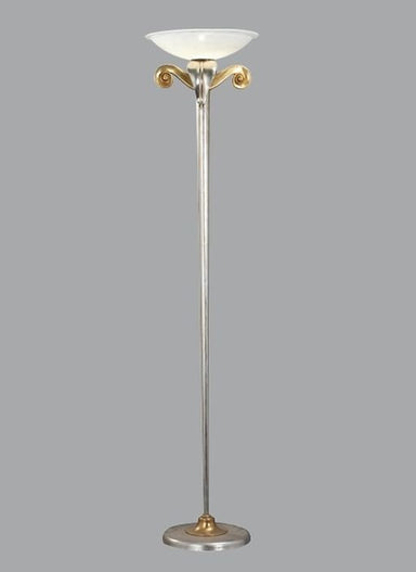 Silver floor lamp uplighter with frosted glass