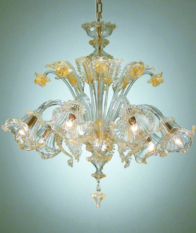 Pastoral Venetian clear and gold glass chandelier